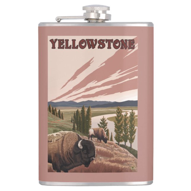 Petaca Escena de YellowstoneBison (Anverso)