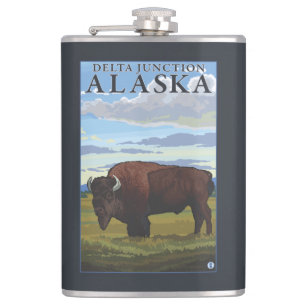 Petaca Escena del bisonte - empalme del delta, Alaska