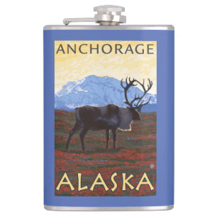 Petaca Escena del caribú - Anchorage, Alaska