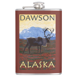 Petaca Escena del caribú - Dawson, Alaska