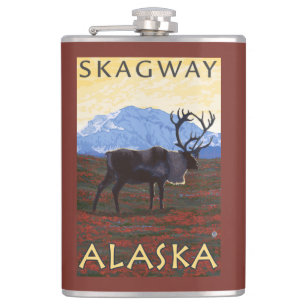 Petaca Escena del caribú - Skagway, Alaska