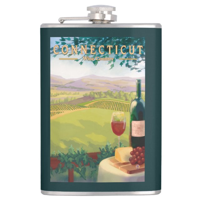 Petaca Escena del país de ConnecticutWine (Anverso)