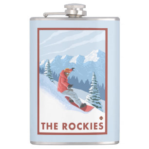 Petaca Escena del Snowboarder - los Rockies