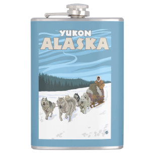 Petaca Escena Sledding del perro - el Yukón, Alaska