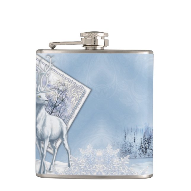 PETACA ESCENAS DE INVIERNO DE COLOR AZUL Y BLANCO (Anverso)