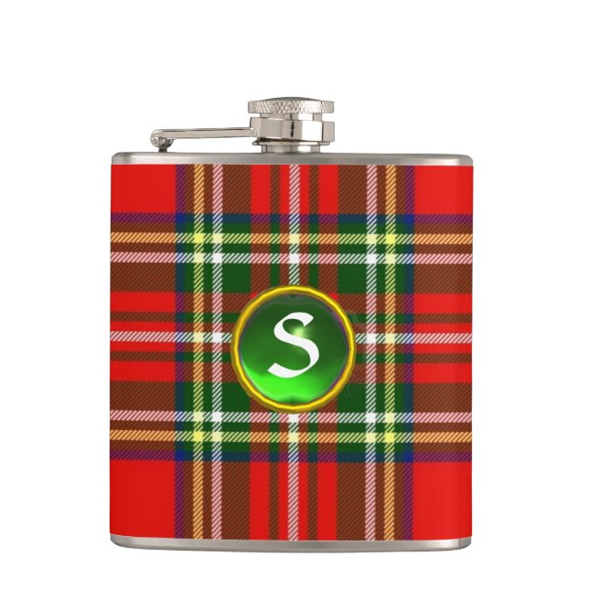PETACA ESCOCIA TARTAN VERDE EMERALD GEMSTONE MONOGRAM (Anverso)