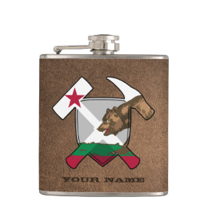 Petaca Escudo de martillo de roca del geólogo - Bandera d