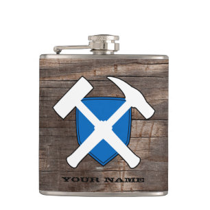 Petaca Escudo de martillo de roca del geólogo - Bandera d