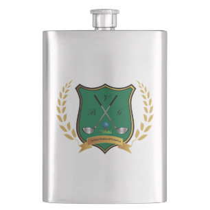 Petaca ESCUDO GOLF con frasco de Laurel Wreath y Clubs