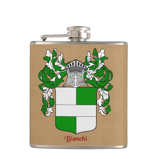 Petaca Escudo heráldico de Bianchi con Mantle y Helm (Anverso)