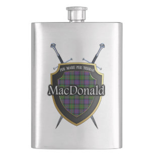 Petaca Escudo y espadas escoceses del tartán de MacDonal