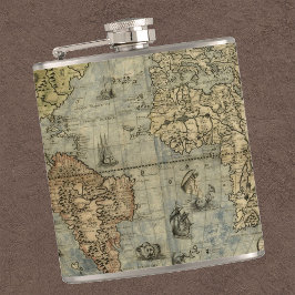 Petaca Espejo elegante del Mapa del Mundo Antiguo