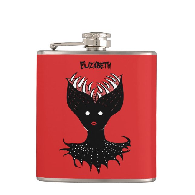 Petaca Espeluznante Demon Chica Nombre de Dientes Góticos (Anverso)