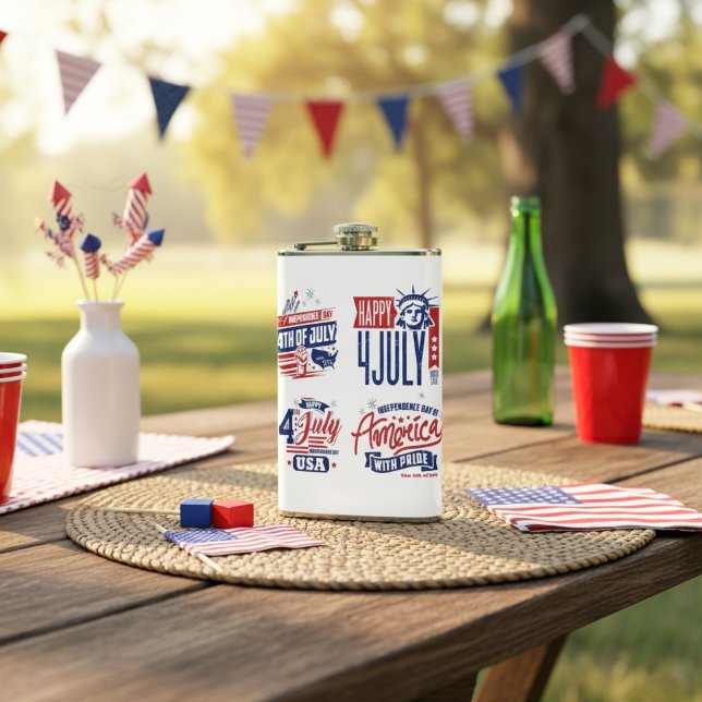 Petaca Espíritu de independencia 4 de julio (Spirit of Independence Fourth of July Flask)