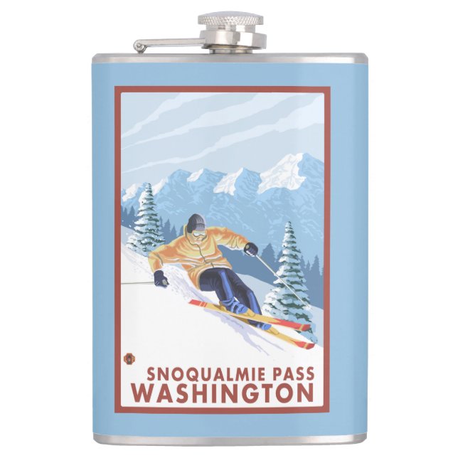 Petaca Esquiador de la nieve de Downhhill - paso de (Anverso)