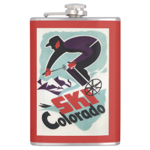 Petaca Esquiador negro y púrpura vestido