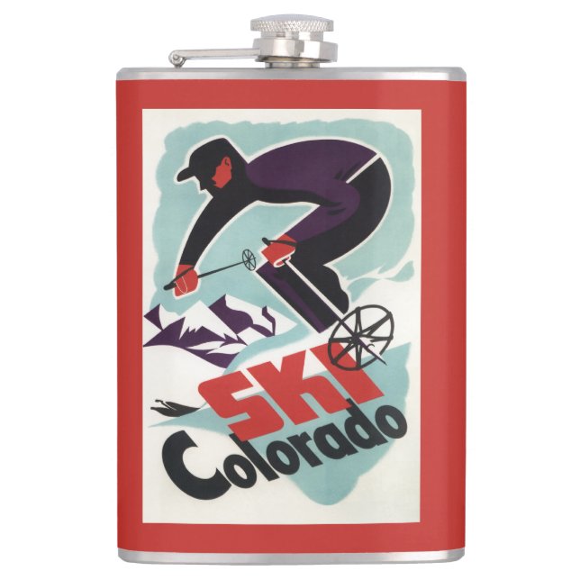 Petaca Esquiador negro y púrpura vestido (Anverso)