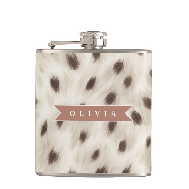 Petaca Estampado de Animal Leopardo Neutral Chic Personal (Anverso)