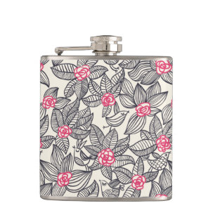 Petaca Estampado de flores con los pájaros del dibujo