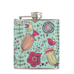 Petaca Estampado de flores del dibujo animado con los
