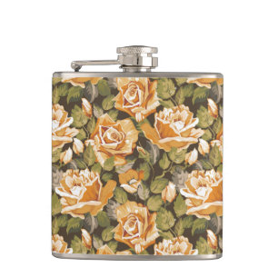 Petaca Estampado de flores del vintage de rosas amarillos