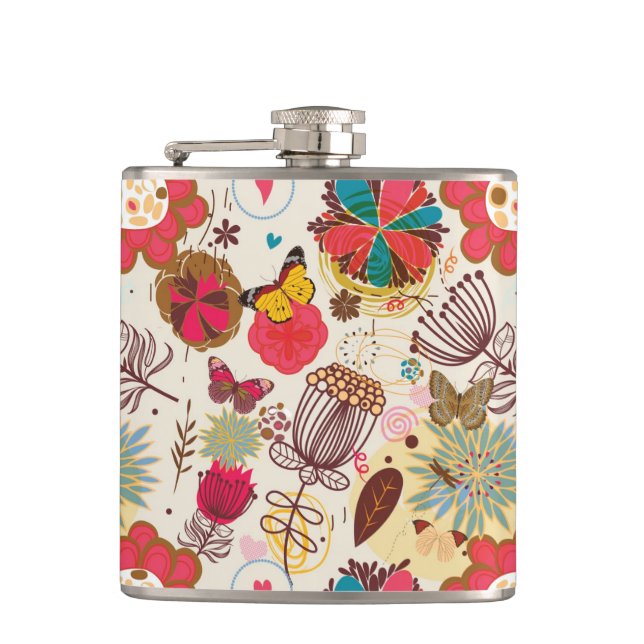 Petaca Estampado de flores en el estilo retro 4 (Anverso)