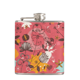 Petaca Estampado de flores retro