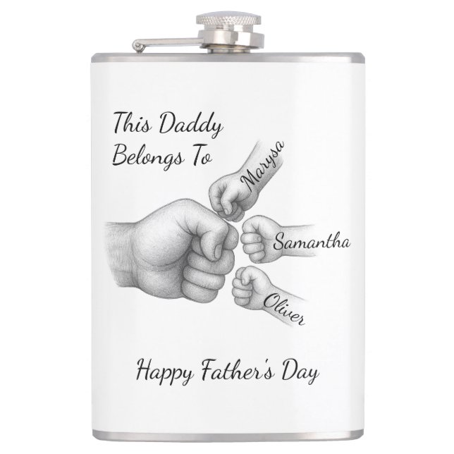 Petaca Este papá pertenece a - Regalo con nombres de niño (Anverso)