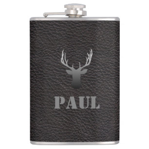 Petaca Estilizado Buck Black Personalized Name masculino
