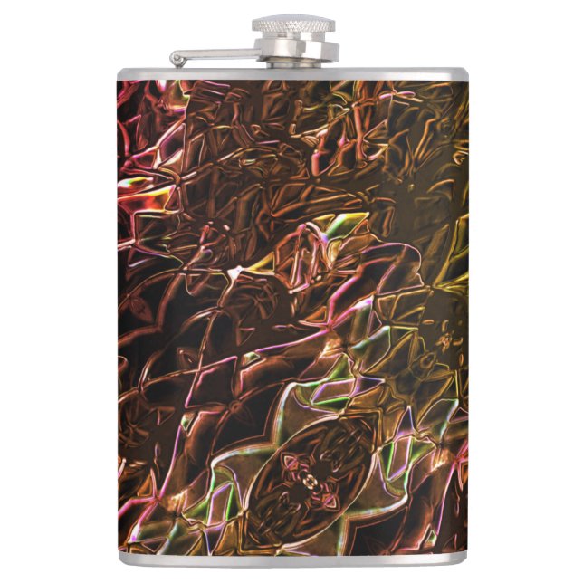 Petaca Estilo de espejado de neón marrón claro con líneas (Anverso)