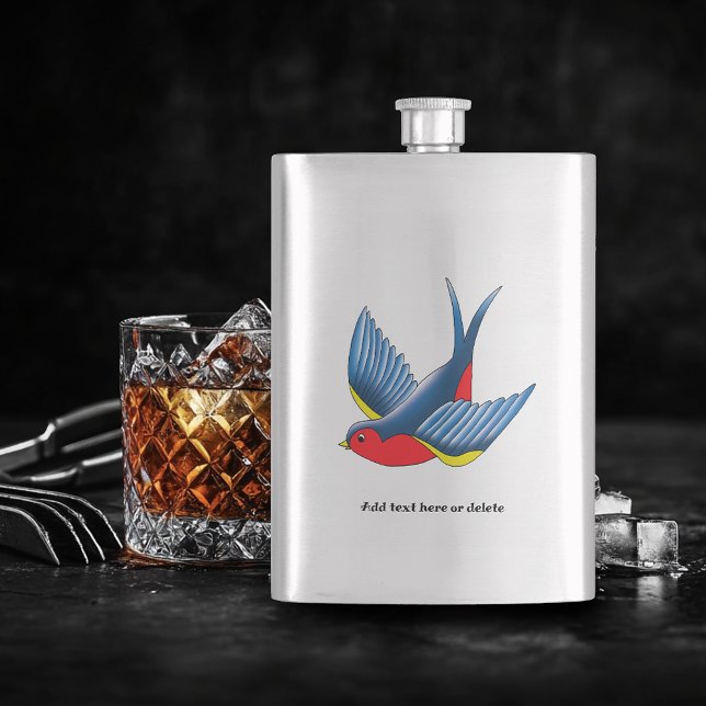 Petaca Estilo de tatuaje de pájaro golondrina tradicional (Subido por el creador)