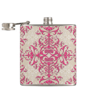 Petaca Estilo Victoriano Chic Patrón de Damasco Floral Ro