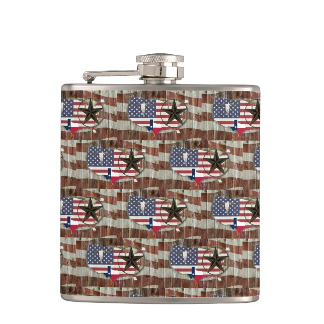 Petaca Estrella solitaria de Texas Rústica Carne de Cuern (Anverso)