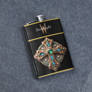 Petaca Etéreo Brooch con piedras azules y verdes