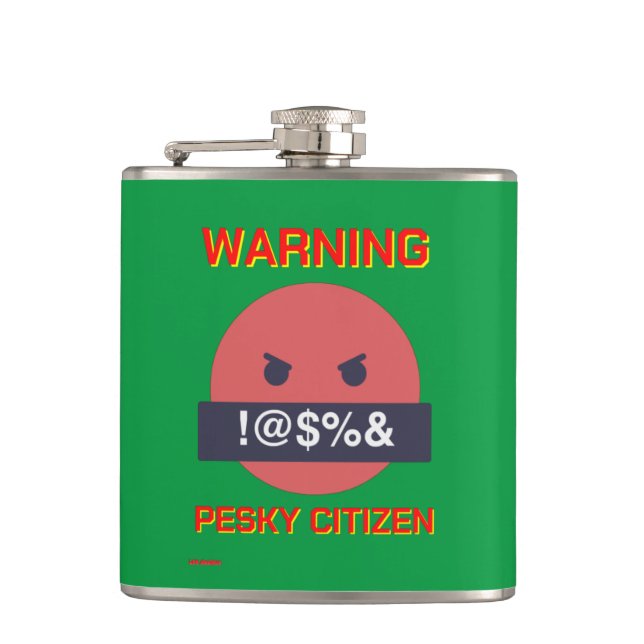 Petaca extracto divertido "ADVERTENCIA DE CIUDADANO PESKY (Anverso)