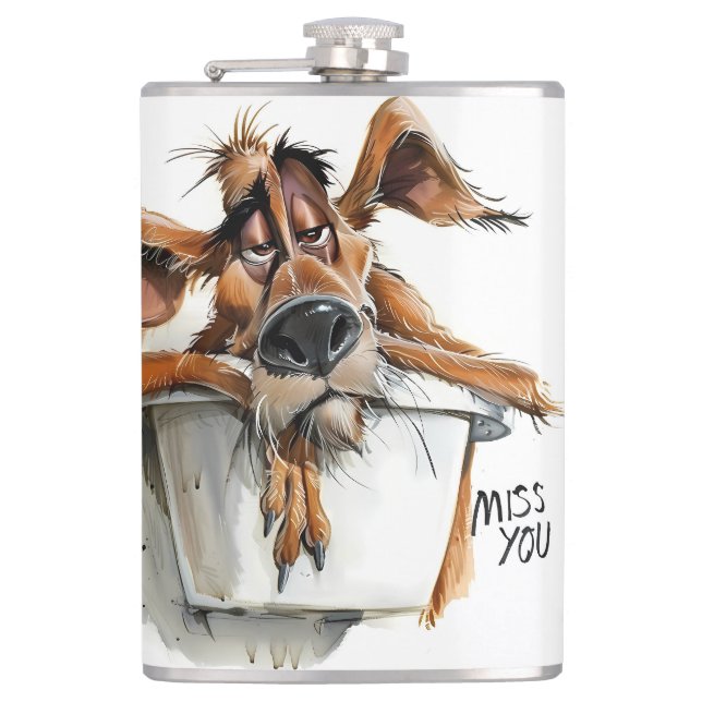Petaca Extraño matraz - Adorable Diseño de Perro (Anverso)