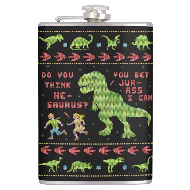 Petaca Falso punto del navidad T Rex del dinosaurio del (Anverso)