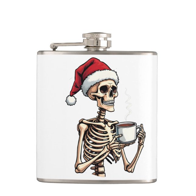 Petaca Famoso Halloween bebiendo café Navidades Santa (Anverso)