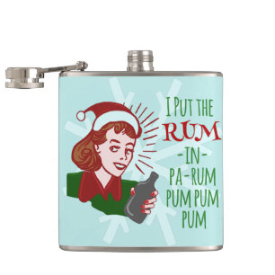 Petaca Famoso Navidad retro rum bebe vacaciones de mujer