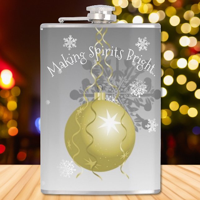 Petaca Fancy Christmas Ornamask (Gold Fancy Christmas Ornament Flask)