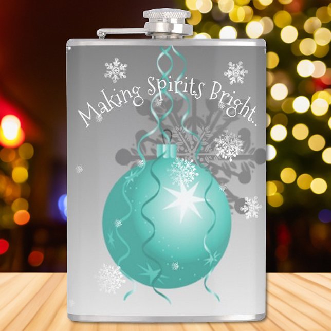 Petaca Fancy Christmas Ornamask verde azulado (Teal Fancy Christmas Ornament Flask)