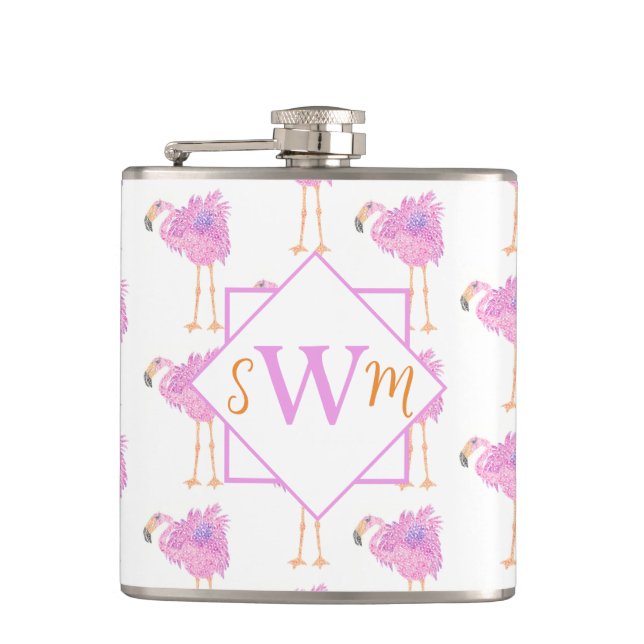 Petaca Fancy Flamingo Monogramed Flask (Anverso)