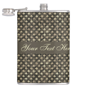 Petaca Fancy Gold Brown Fleur De Lis Vinyl Wrapl
