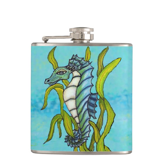 Petaca Fantasía Blue Sea Dragon Seahorse Seaweed (Anverso)