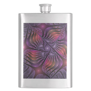Petaca Fantasía colorida Resumen Trippy Purple Fractal