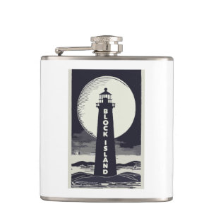 Petaca Faro de Block Island Rhode Island Luna