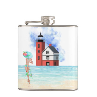 Petaca Faro de la isla redonda Vinyl Wrapl Flask