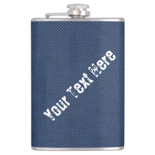 Petaca Faux Blue Jeans Fabric Personalizado Flask Text