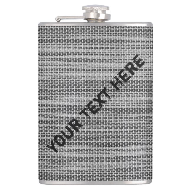 Petaca Faux Gray Fabric Flask con texto Personalizado (Anverso)
