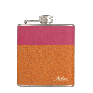 Petaca Faux Pink and Naranja Leather